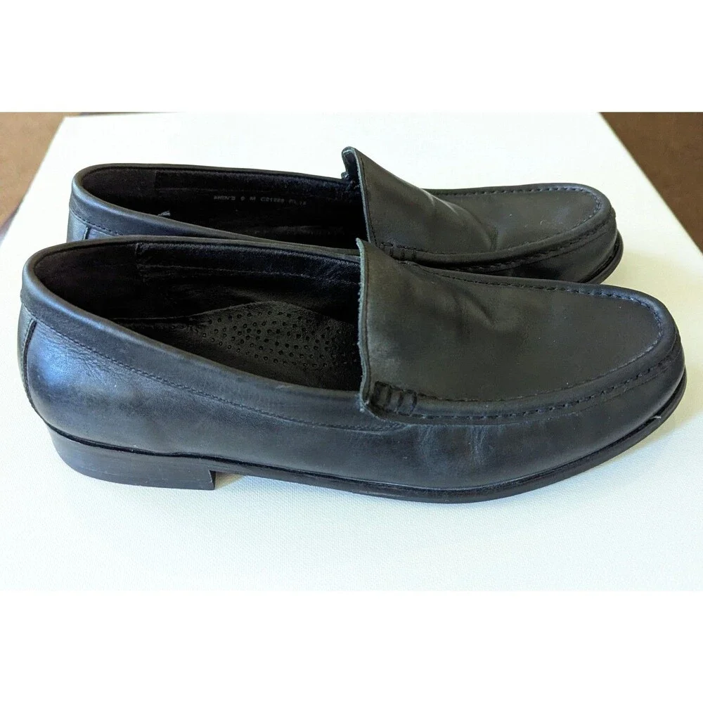 Cole Haan Mens Black Leather Loafers Dress Shoes sz 9M Skid Resistant Slip on